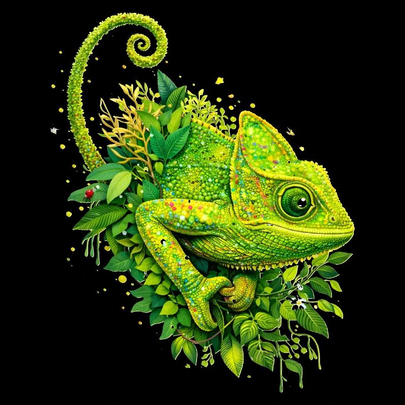 Caméléon vert – Art du graffiti nature