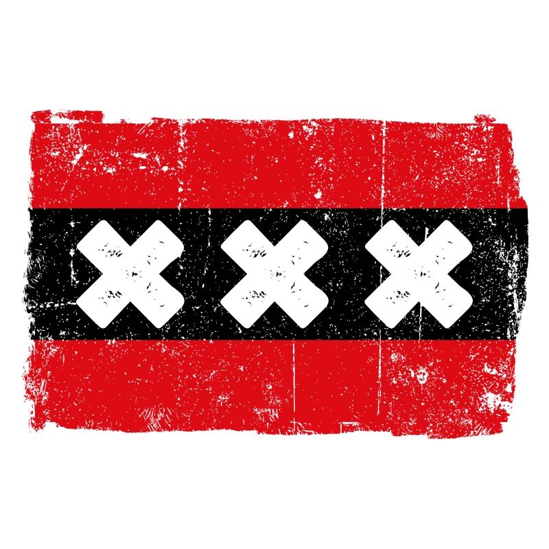 Drapeau à rayures rouges avec X blanc