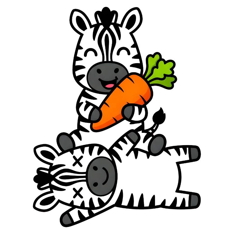 Süße Zebra-Freunde mit Karottenspaß