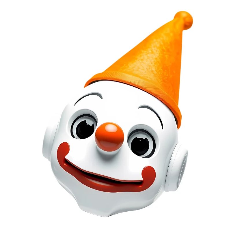 Clown face with orange hat