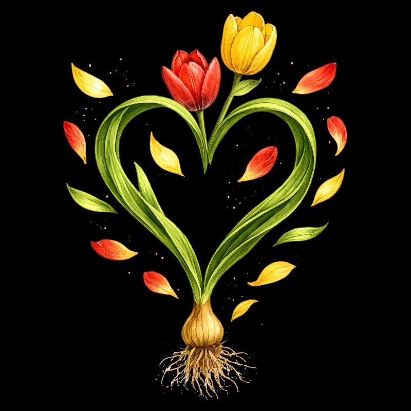 Tulip heart with visible bulb