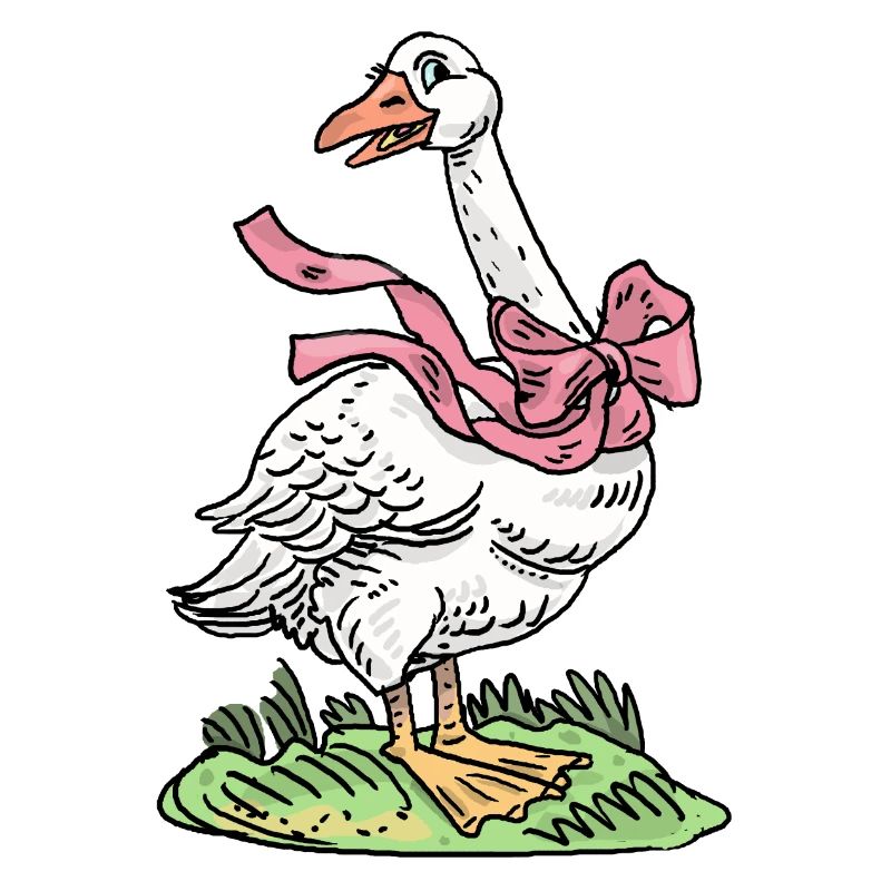 Gans mit rosa Schleife