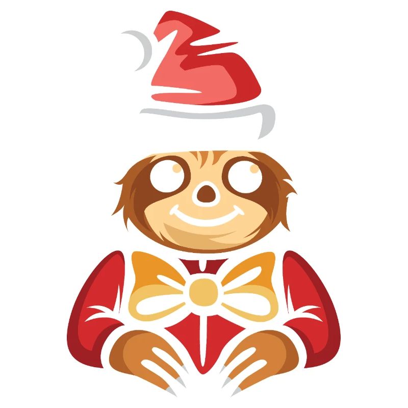 Christmas sloth with hat and bow