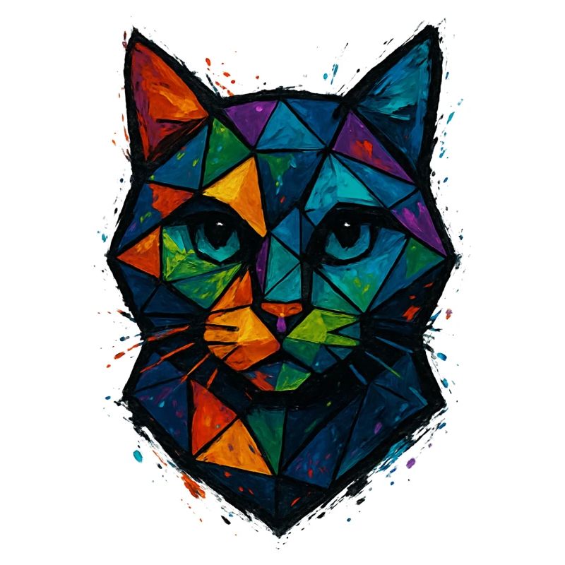 Cat Low Poly - Geometric Mesh Polygonal Art Desig
