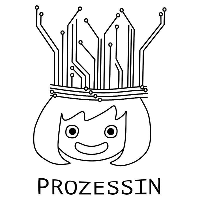 Prozessin mit Tech-Krone
