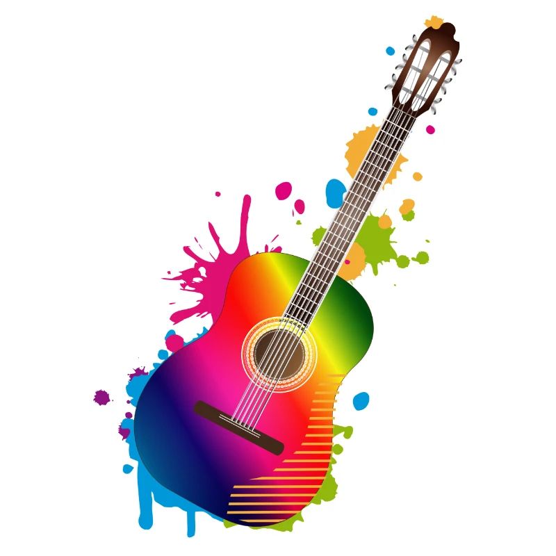 Akustik Gitarren Graffiti in Regenbogenfarben
