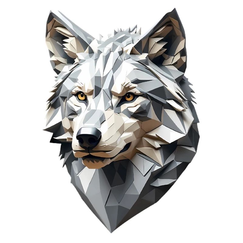 Wolfskopf LowPoly Geometrisch