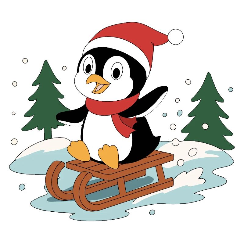 Penguin Pino on a sled