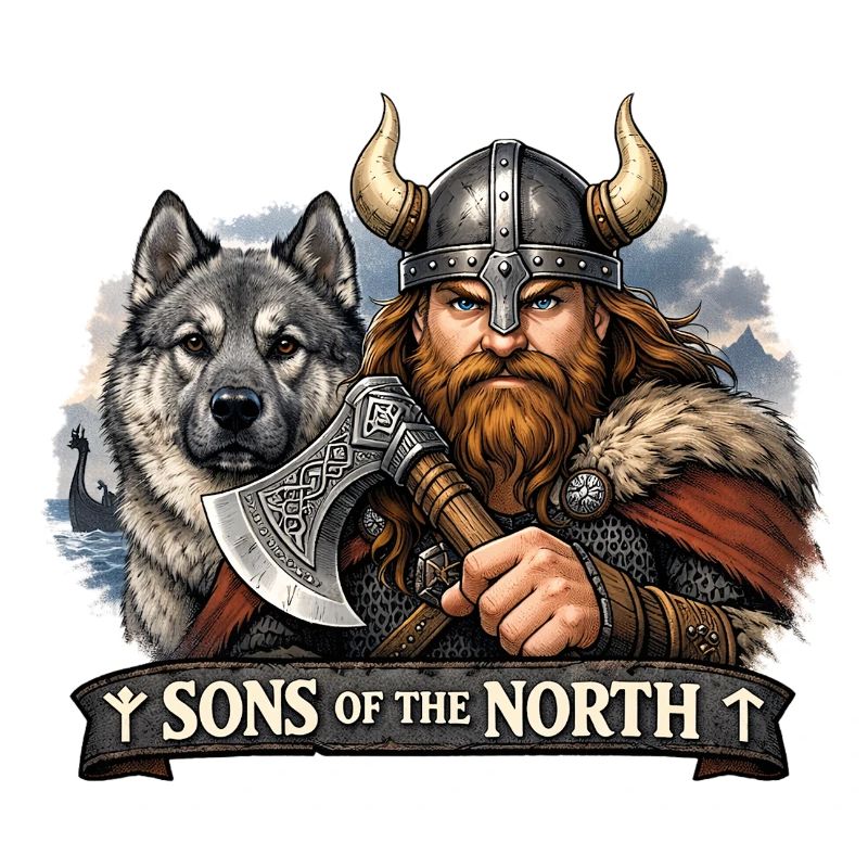Viking avec un chien de chasse