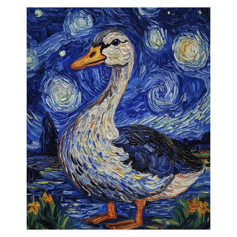 Goose Duck Bird Van Gogh Style Starry Night