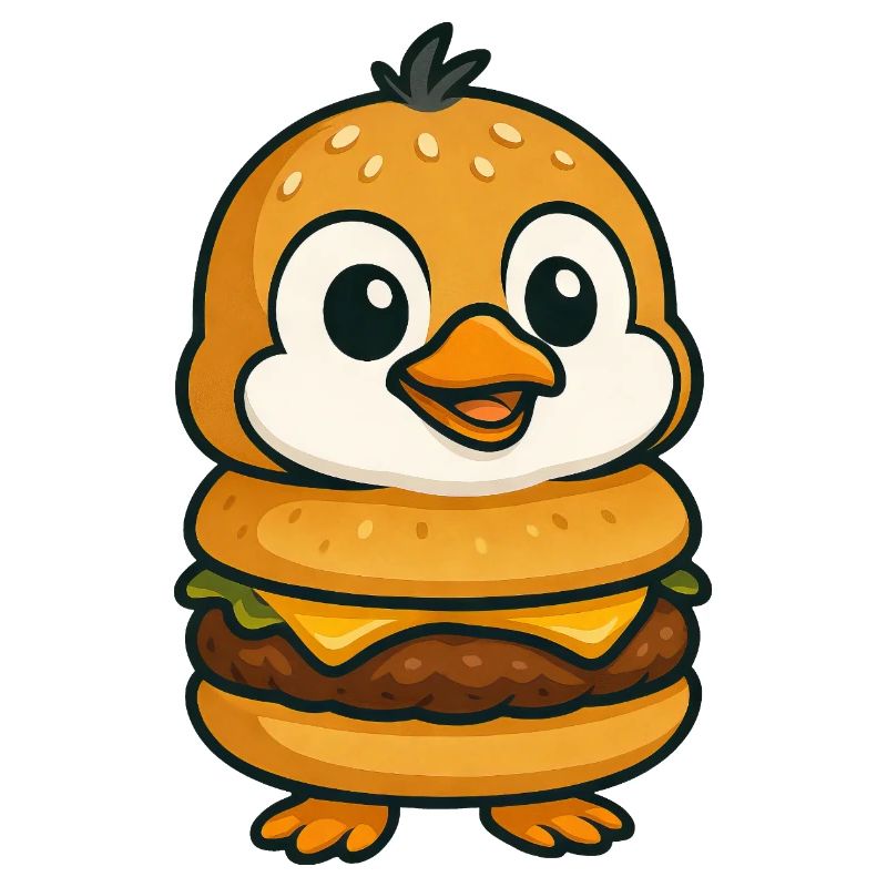Drôle de pingouin burger Cheeseburger Créature mythique