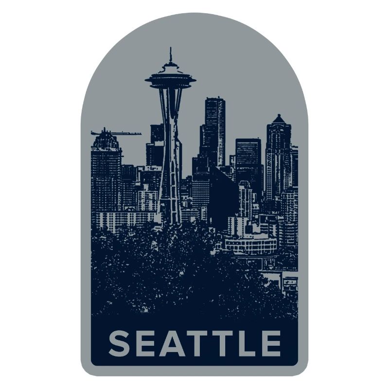 Seattle Skyline Badge: Space Needle Silhouette