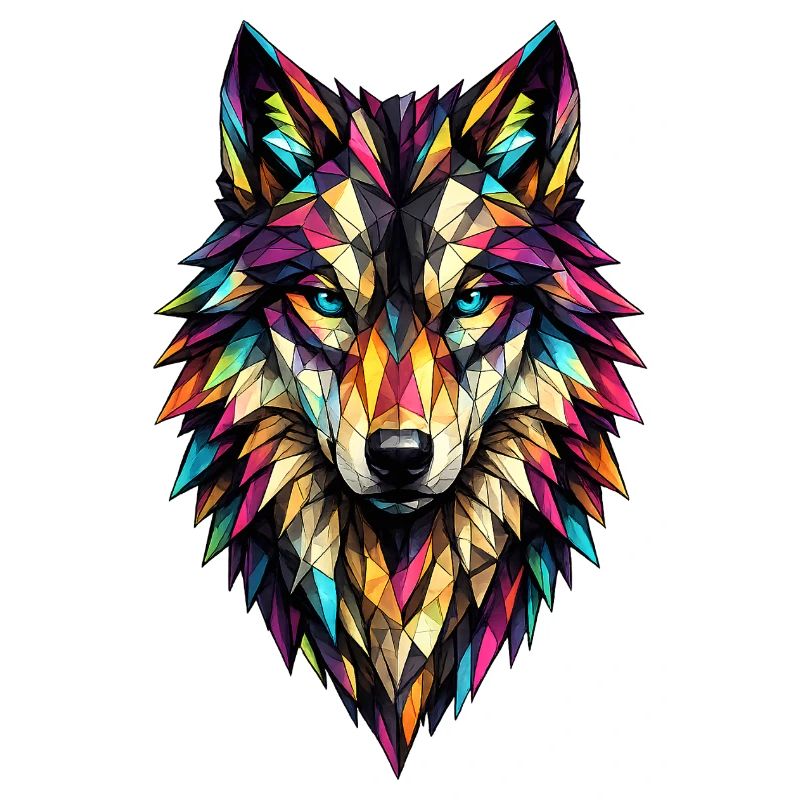 Farbgeometrischer Wolf