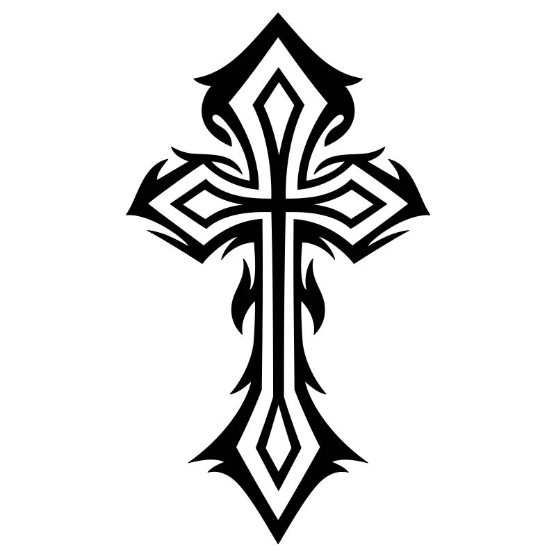 Cross, Crucifix, with thorns, gothic style.