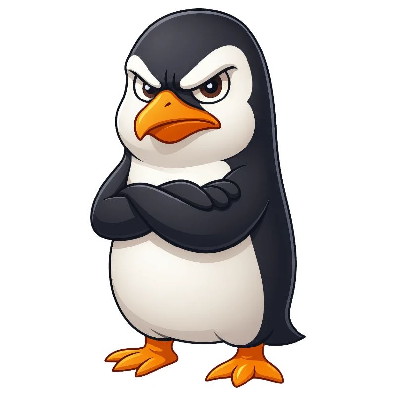 Cute penguin cartoon grumpy offended funny