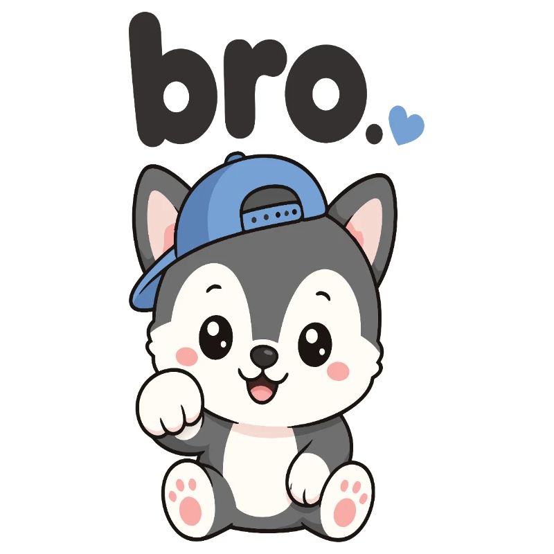 Husky mit blauer Kappe Bro