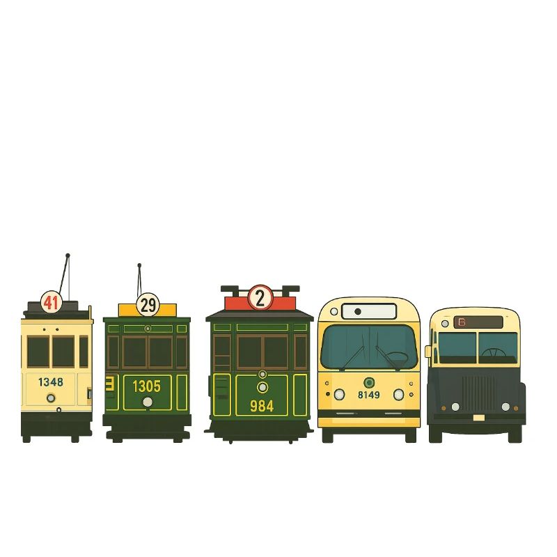 Illustrierte Eisenbahnwaggons im Vintage-Stil