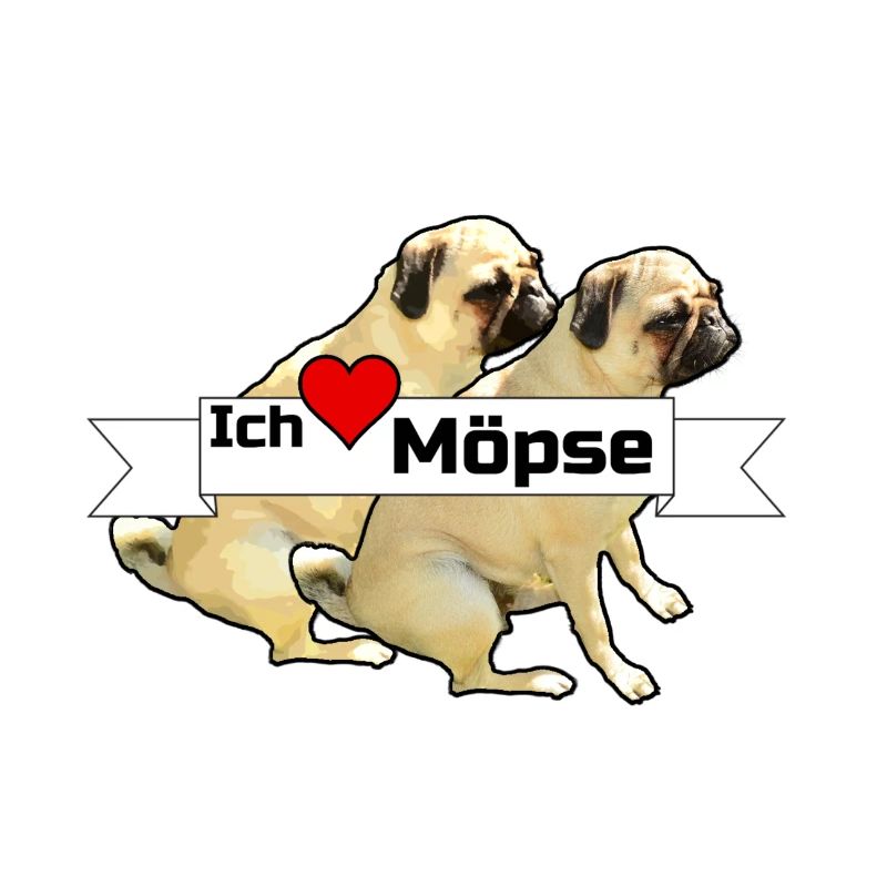 Ich liebe Möpse Mops, Hund, Geschenk Sprüche
