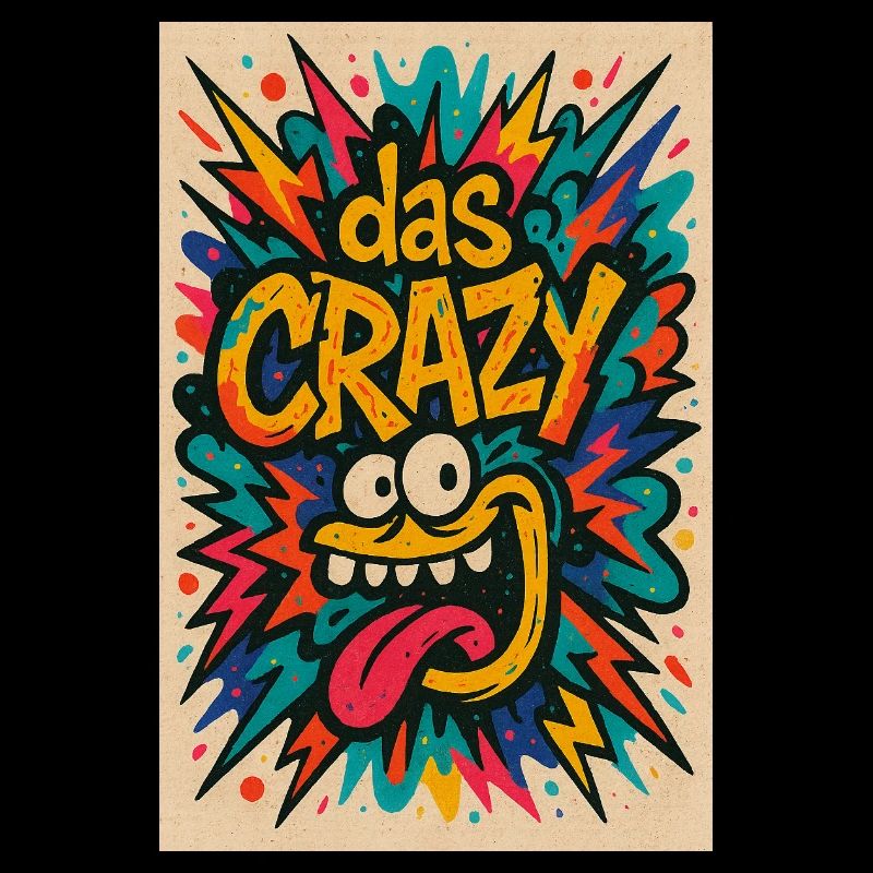 Buntes Comic-Design mit Cartoon-Motiv das Crazy 