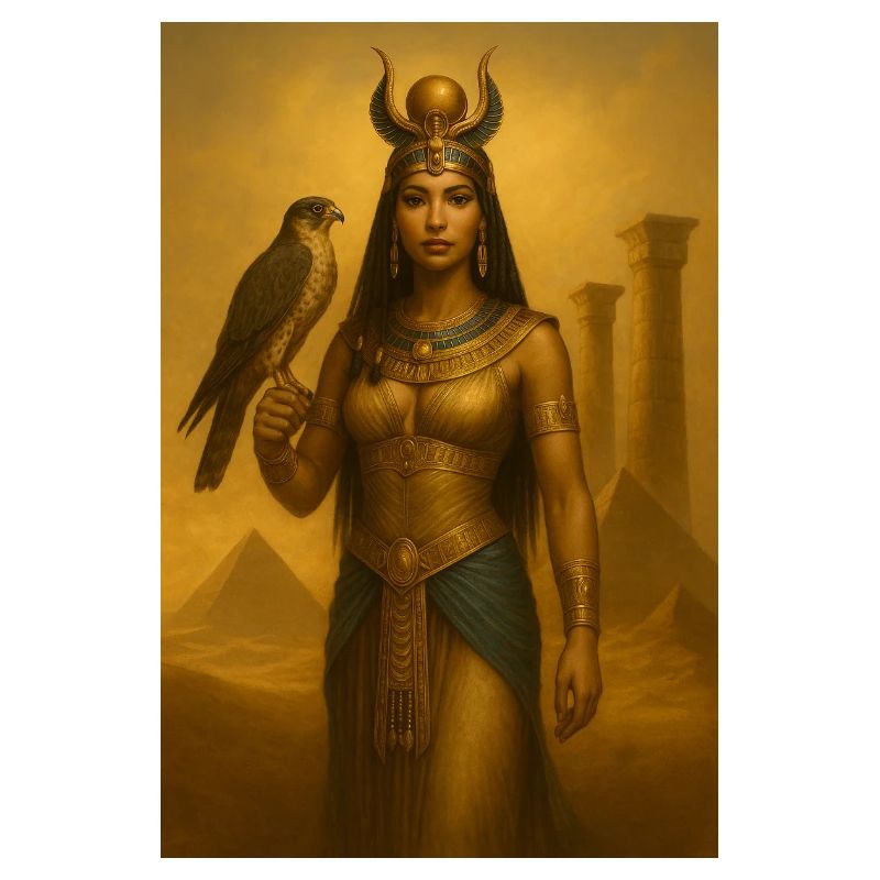 Déesse Égyptienne – Faucon et Pyramides