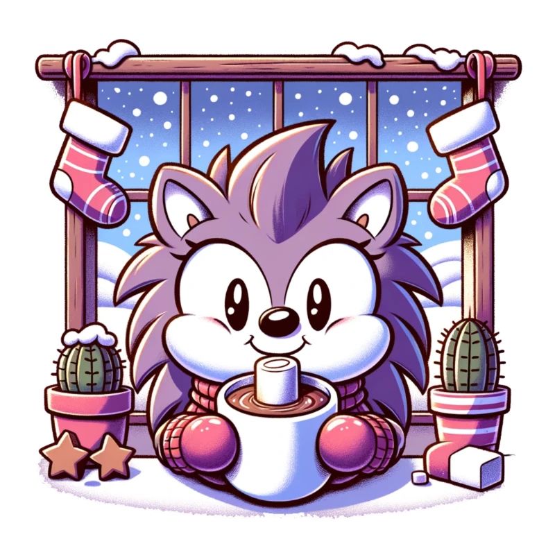 Igel mit Wintermotiv