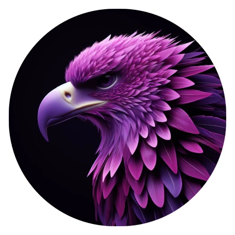 Eagle head purple and pink, black background