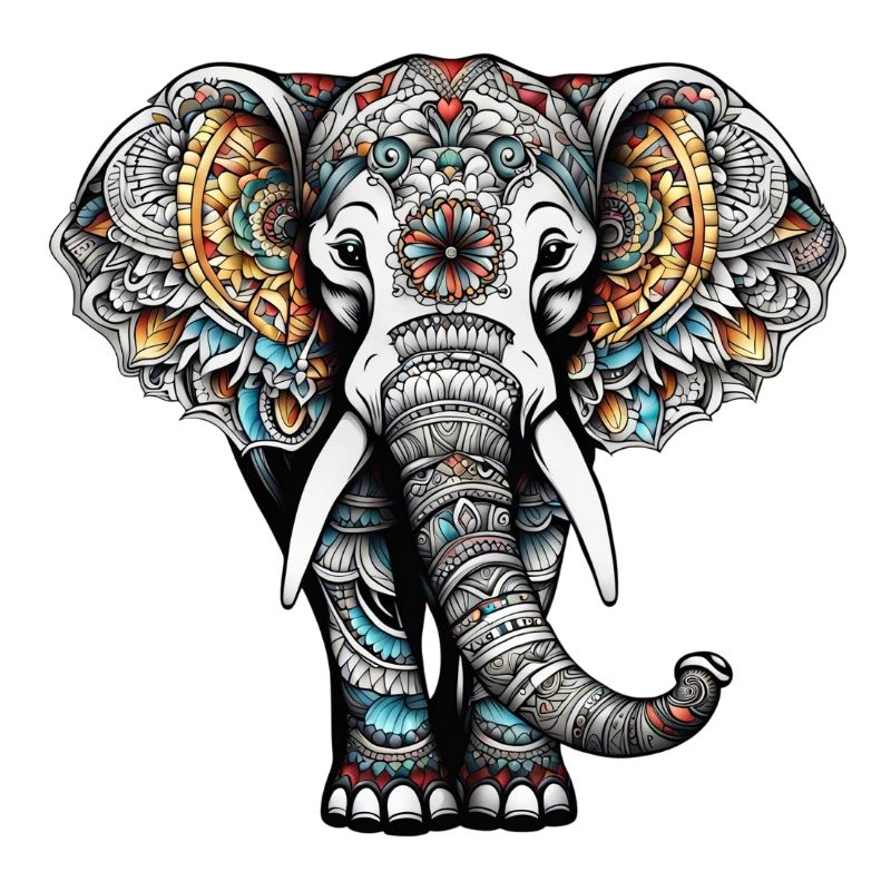 Éléphant coloré dans le style de tatouage