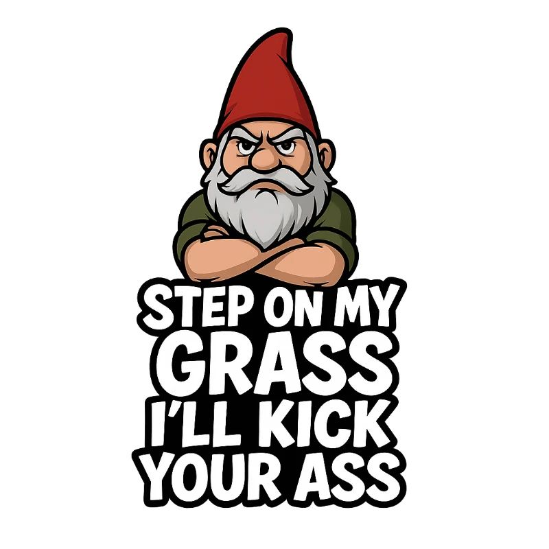 Gnome disant Marche sur mon herbe