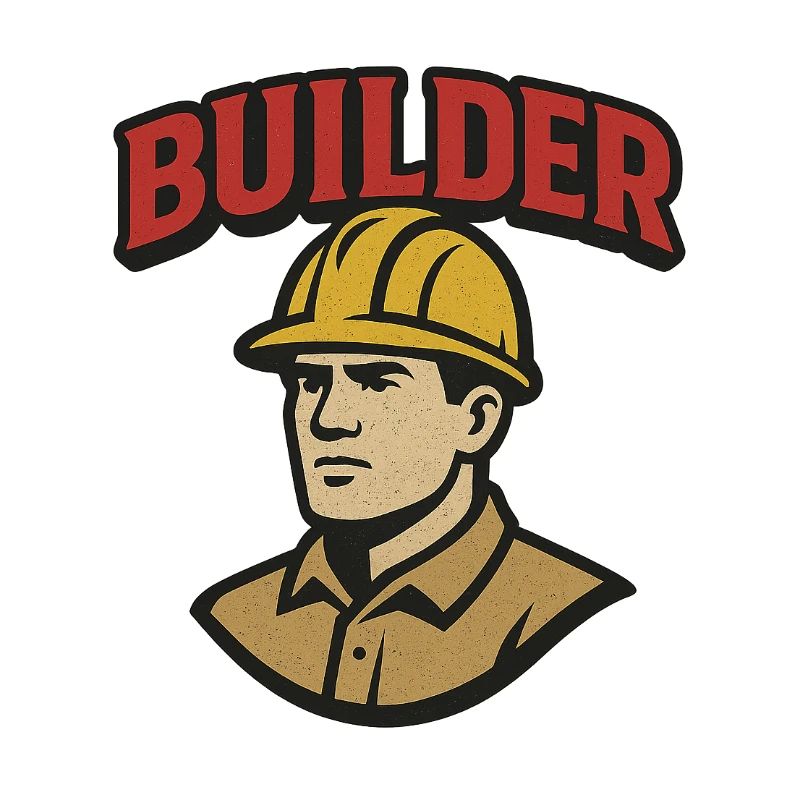 Logo rétro d’ouvrier du bâtiment avec casque