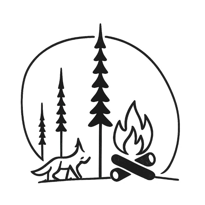 Campfire Forest Line Art Fans Gift Idea