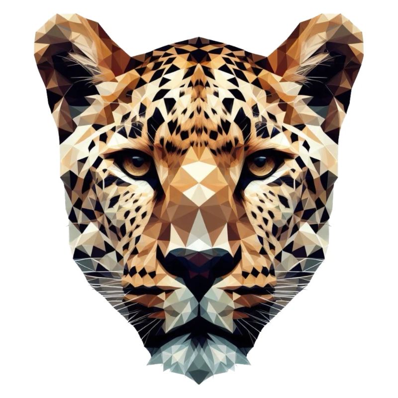 Une tête de léopard dans un style polygonal