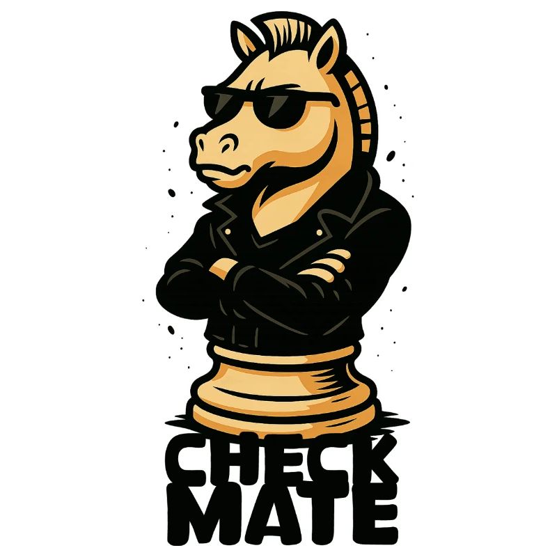 Cool chess rider in leather jacket style
