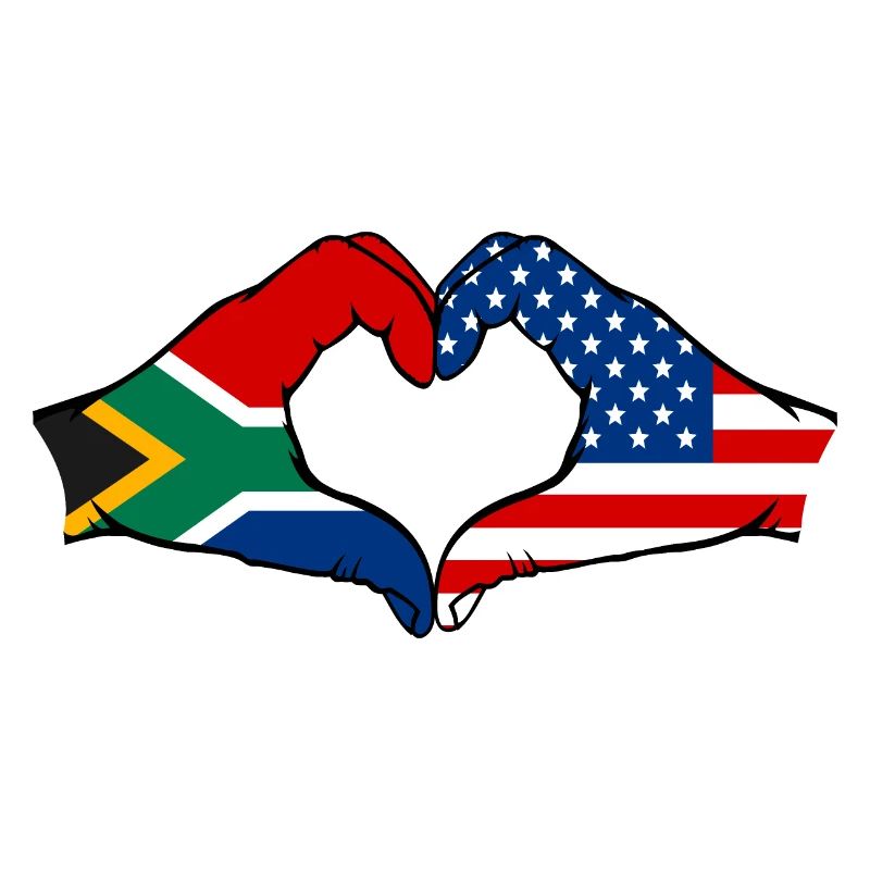 Afrique du Sud États-Unis drapeau mains forme de coeur