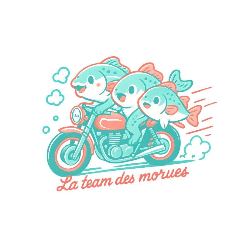 Turquoise cod on a motorcycle