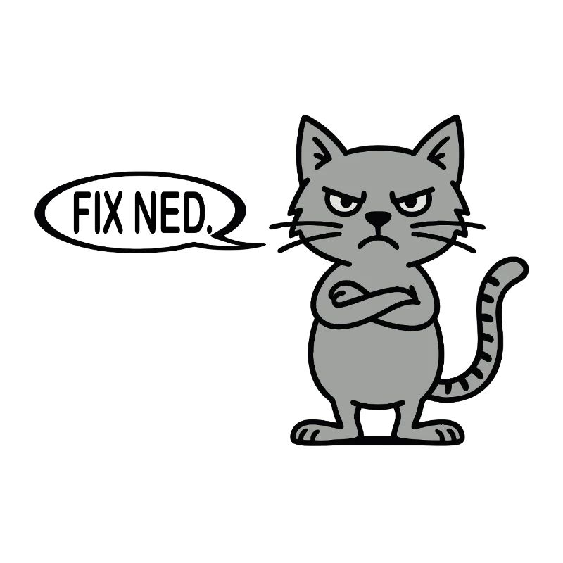 Angry cat with speech bubble - fix ned dialect