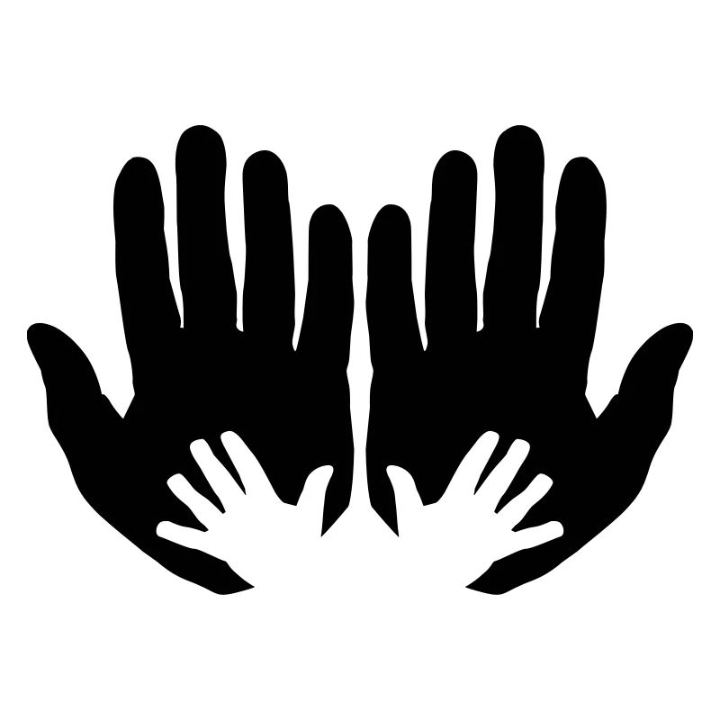 Open parents hands with children's hands