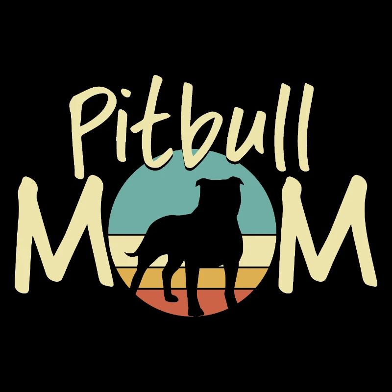 Pitbull MOM Sunset Silhouette Design