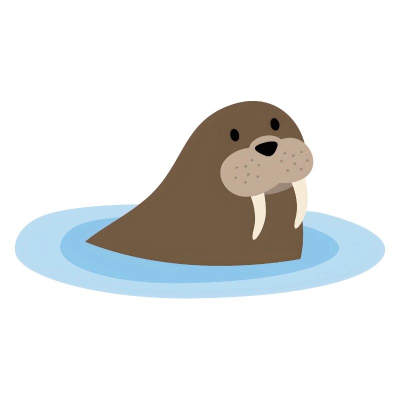 Morse mignon dans l’eau – Kawaii Comic Design