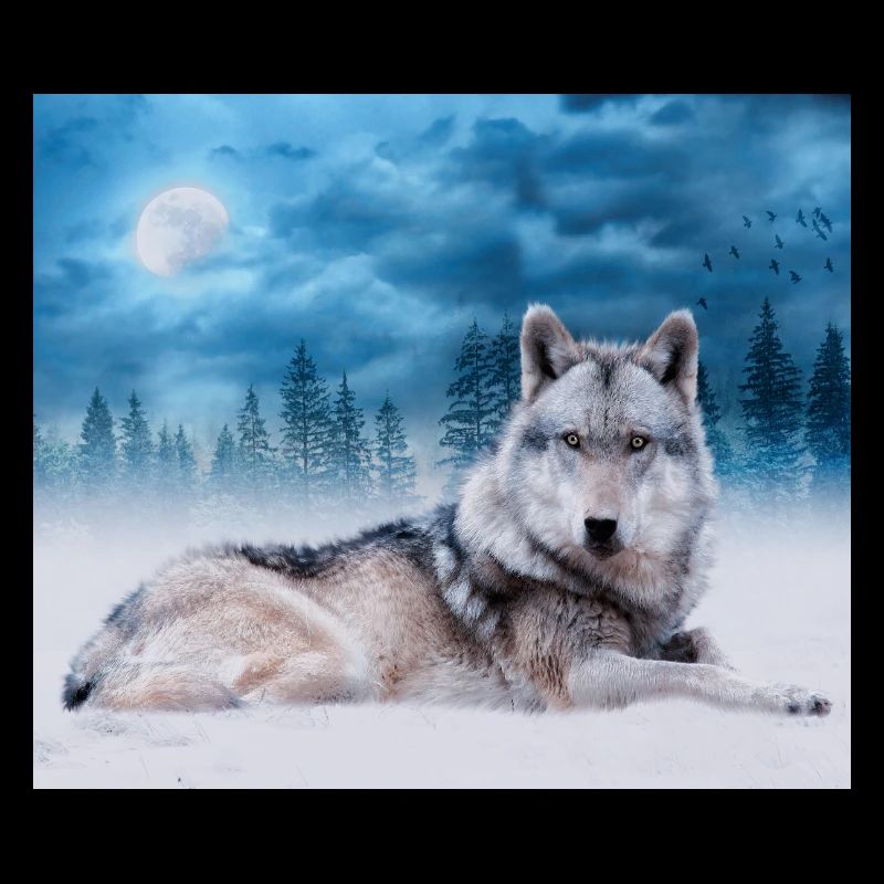 Lone Wolf / Wolves Wolf Moon Moonlight Wildlife