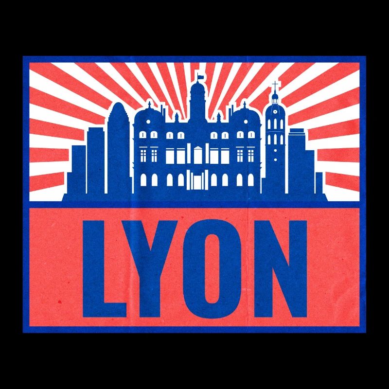 Lyon Skyline BlueRed Rétro