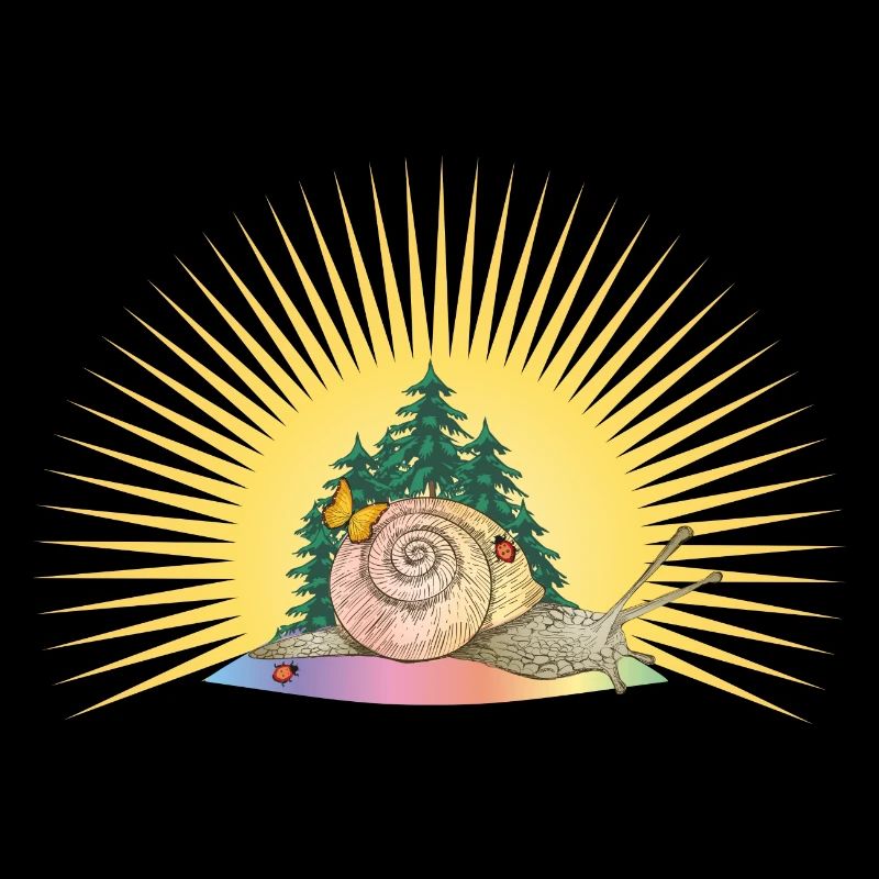 Escargot romain dans la forêt et le lever du soleil