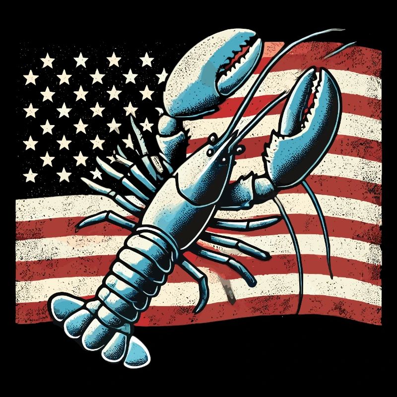 Homard devant le drapeau américain