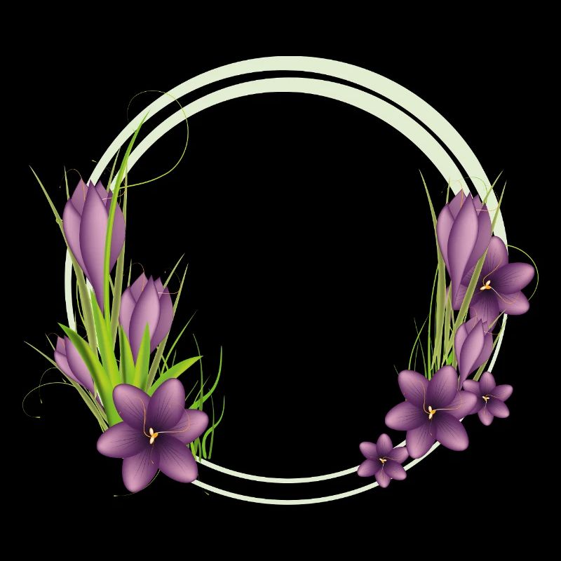 Delicate Crocus Wreath in Purple Illustration