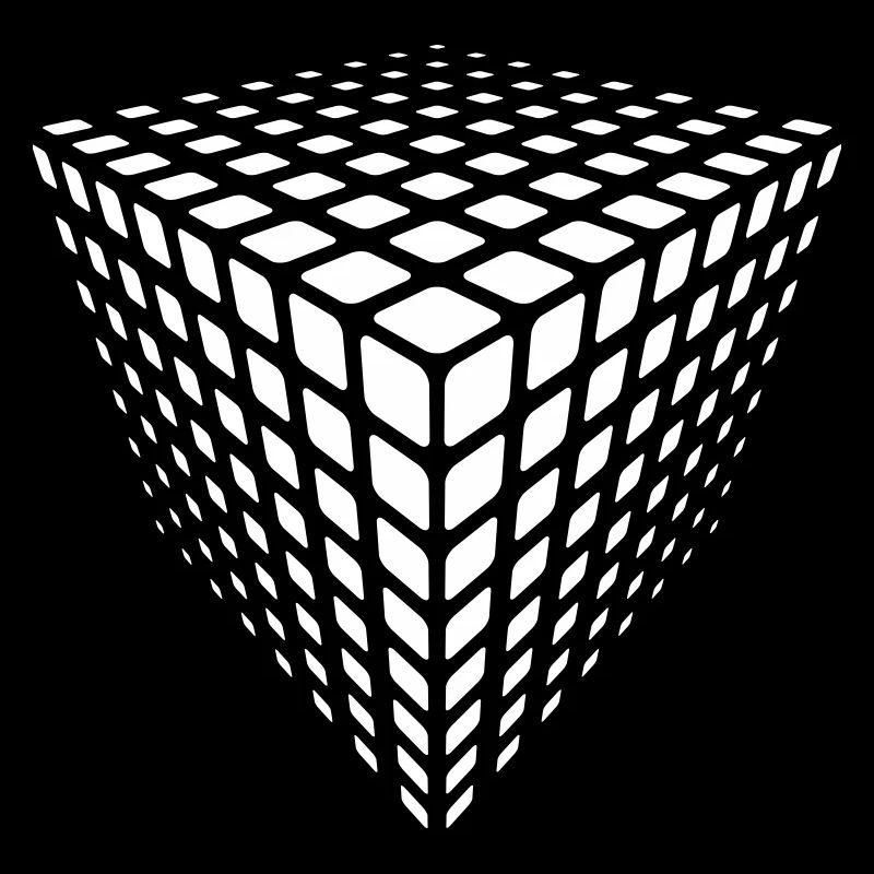 Illusion du Cube en Grille Monochrome