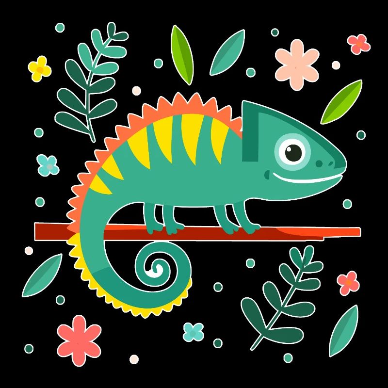 Caméléon (nature et feuilles)