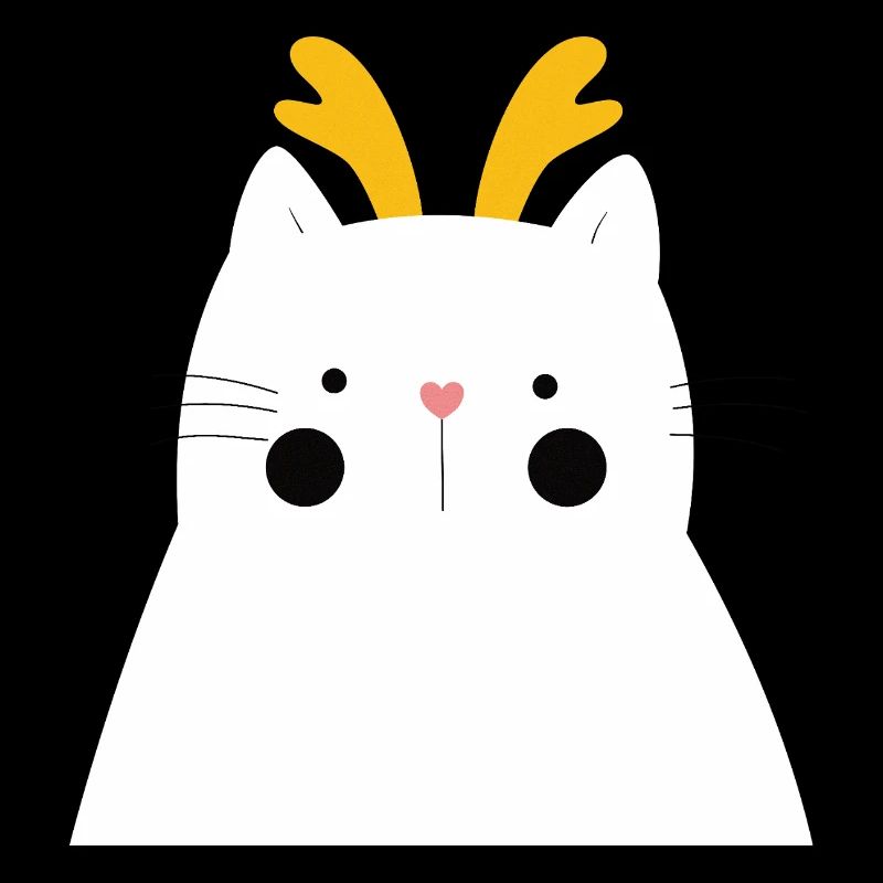 Weiße Katze mit goldenem Geweih