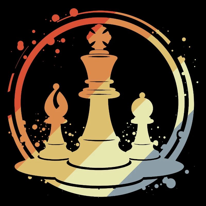 Chess pieces in retro style