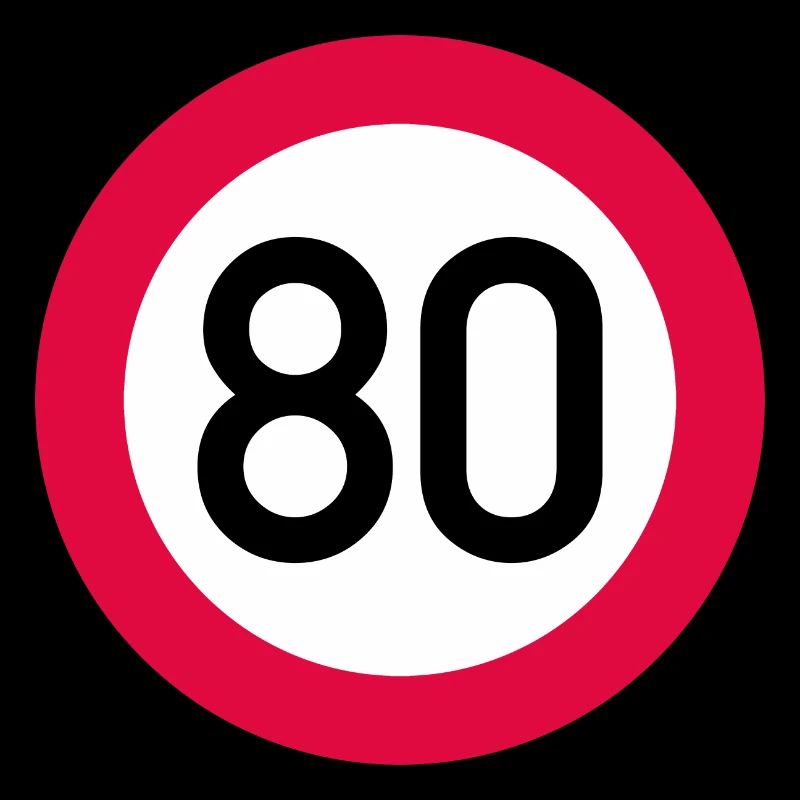 80 ans Attention ! Panneau de signalisation 80 km/h