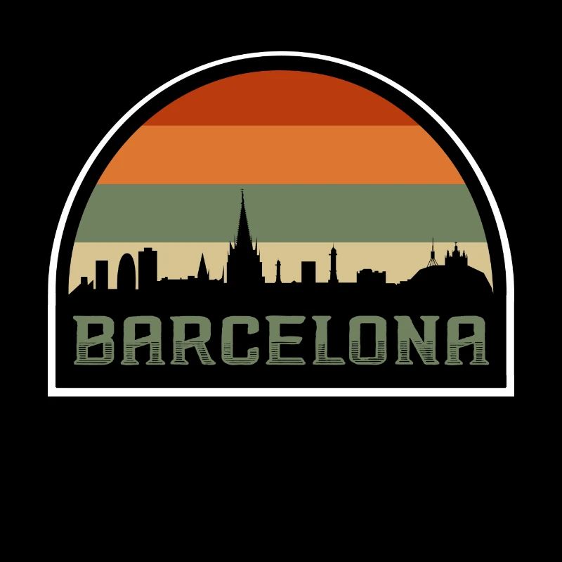 Barcelone Espagne Skyline Silhouette Drapeau Espagnol