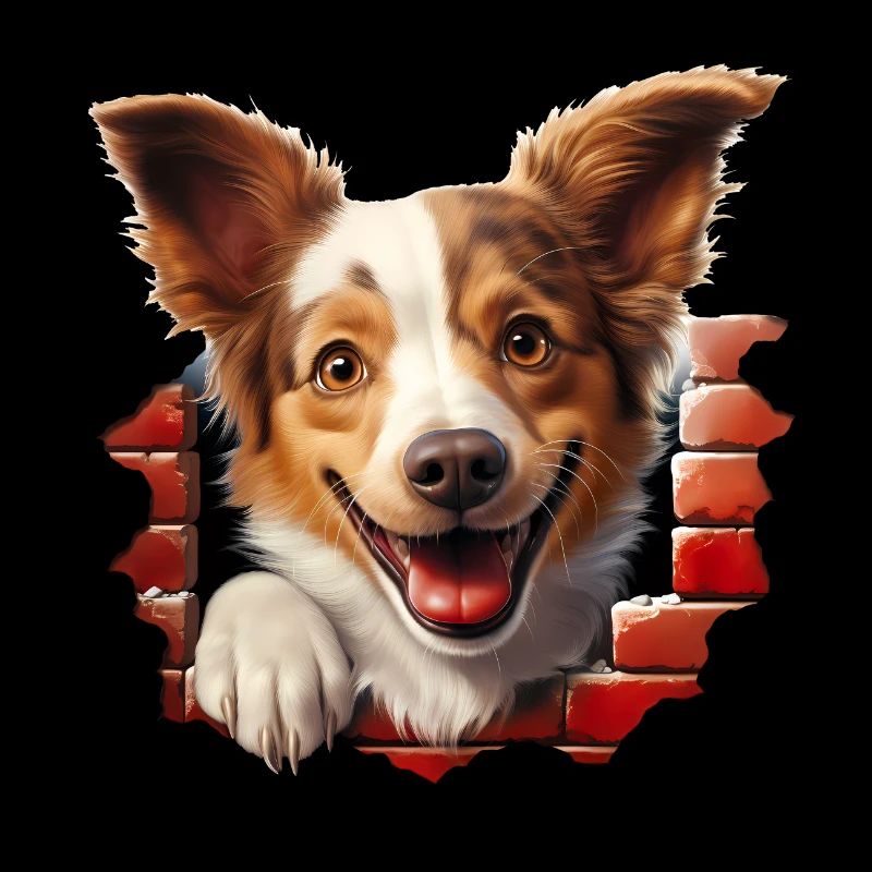 Chien jetant un coup d’œil hors du mur
